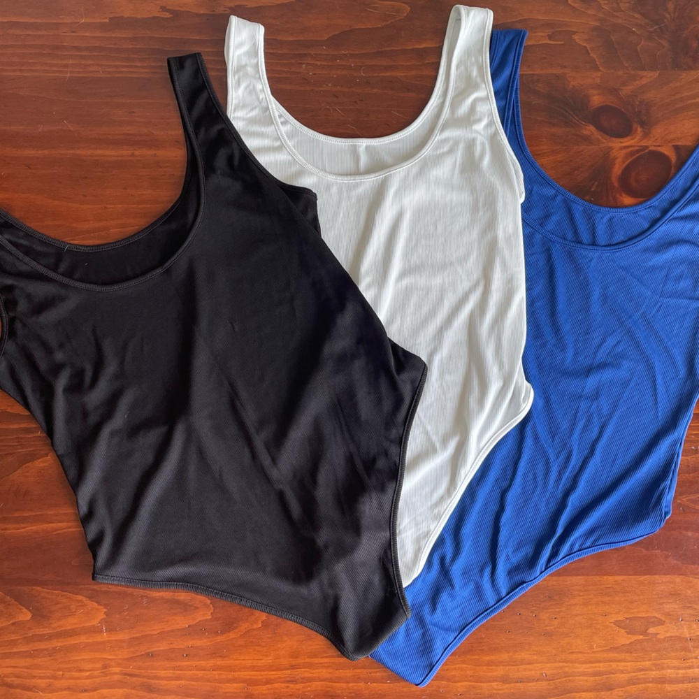 Shein Curve 1X Bodysuit Bundle - Blue, Black & White